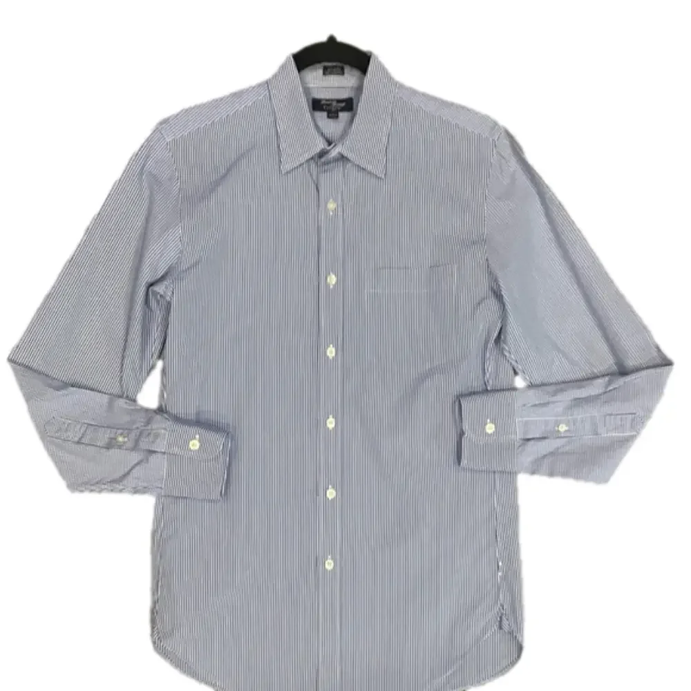 J. Crew Thompson Shirtings 80s 2-Ply size S 14-14 1/2 Plaid White and Blue